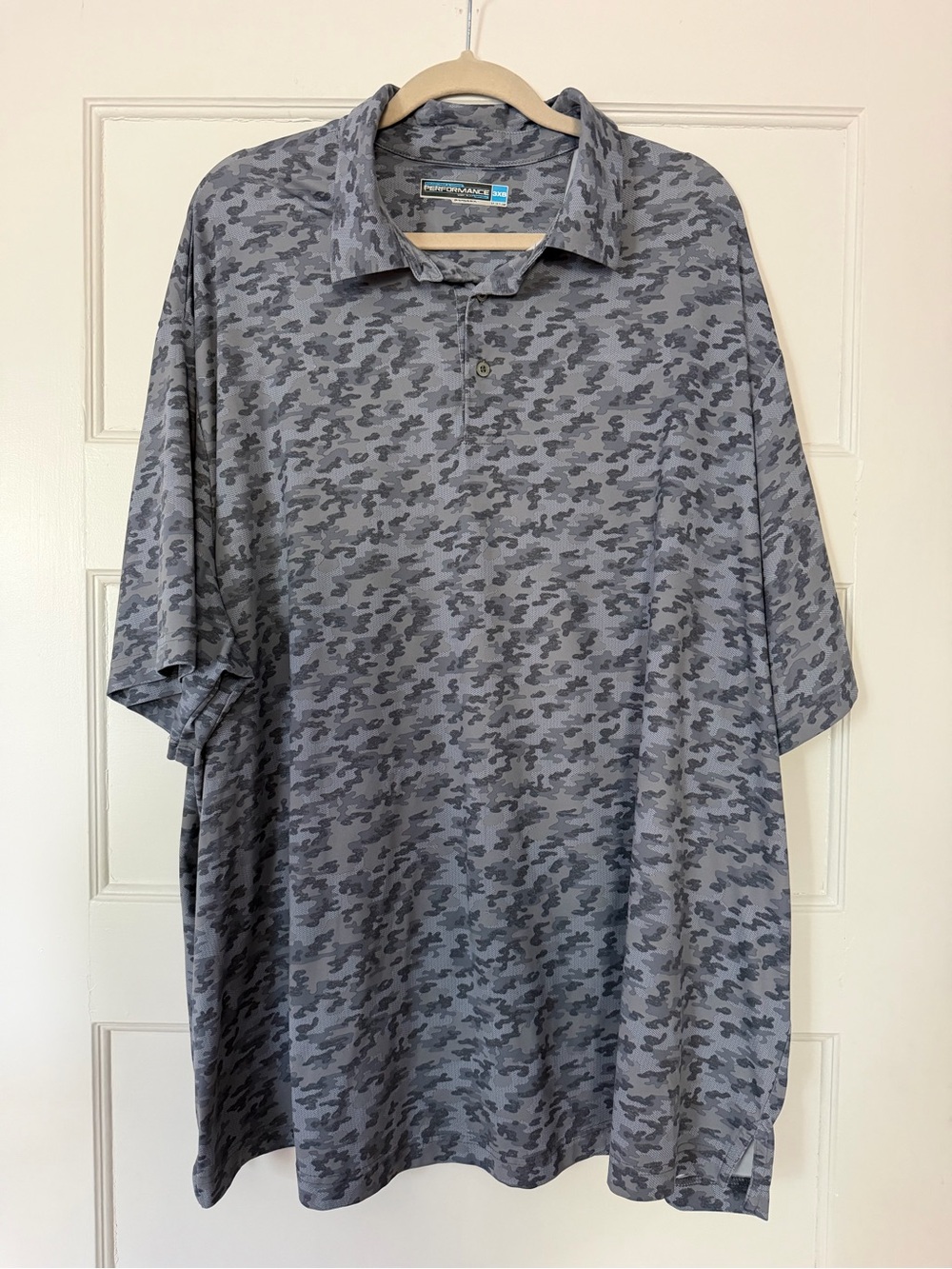 Roundtree & Yorke Performance Men’s 3XB Gray Camo Polo Shirt Big Tall